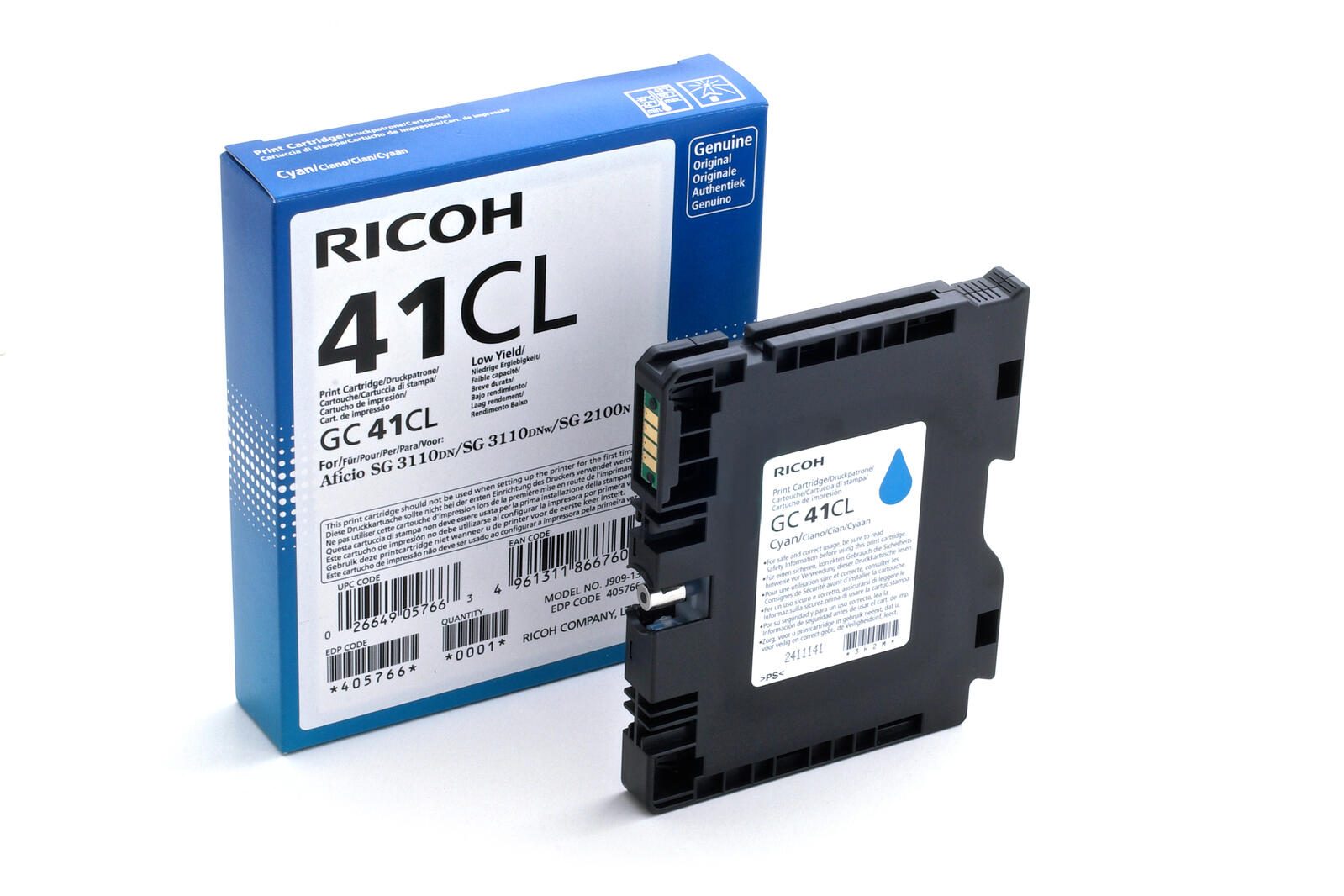 Ricoh Original Type GC 41CL Druckerpatrone cyan 600 Seiten (405766) für 2100N, 3110DN/DNw/SFNw, 3100SNw, 3120B SFNw Ricoh Original Type GC 41CL Druckerpatrone cyan 600 Seiten (405766) für 2100N, 3110DN/DNw/SFNw, 3100SNw, 3120B SFNw